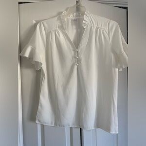Elegant White Ruffle Sleeve Blouse